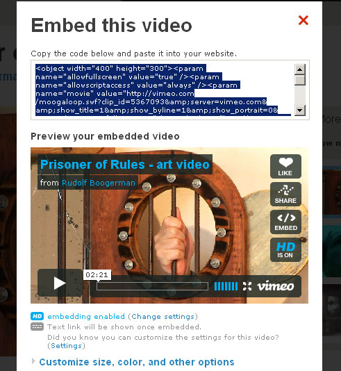 Embed Vimeo Player In Html
